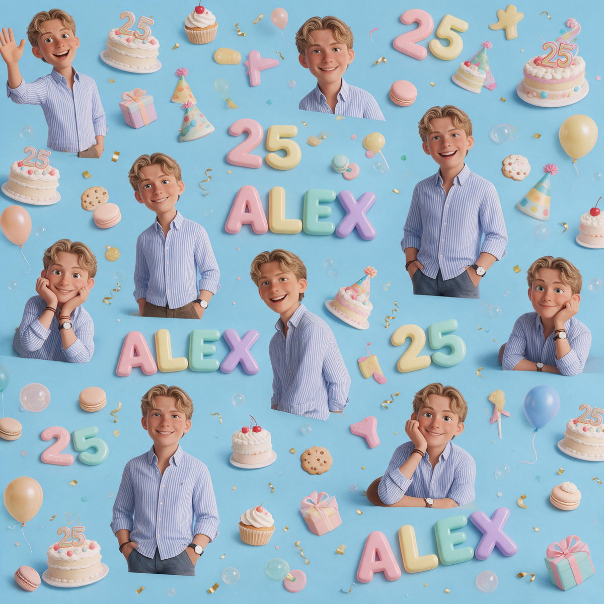 Personalized 25th Birthday Man Wrapping Paper, Gift for Him Husband Son Boyfriend