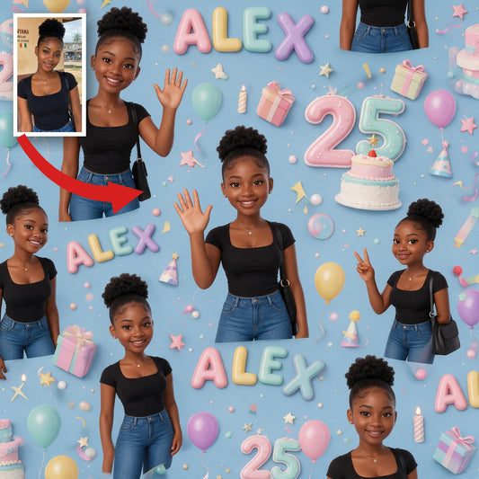 Personalized 25th Birthday Black Woman Wrapping Paper Gift Wrap