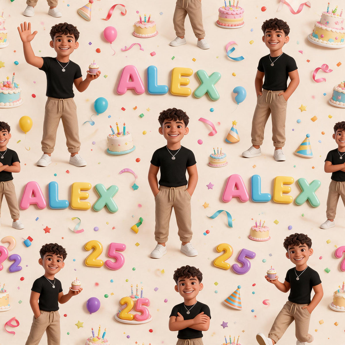 Personalized 25th Birthday Latino Man Wrapping Paper Gift for Him