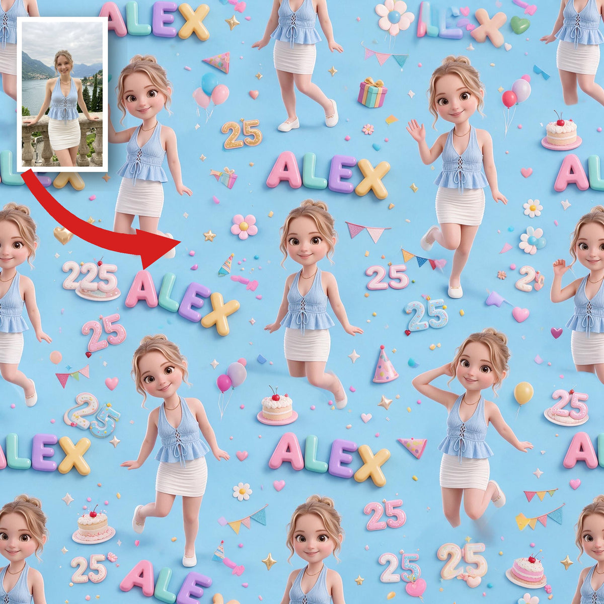 Personalized 25th Birthday Woman Wrapping Paper Gift Wrap