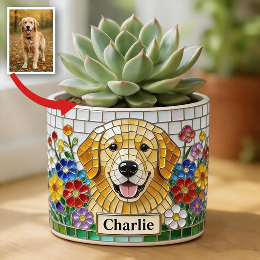 Personalized Adult Golden Retriever Ceramic Plant Pot Home Decor