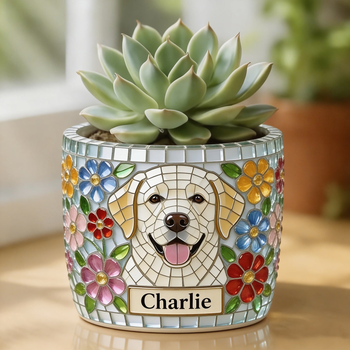Personalized Adult Yellow Labrador Retriever Ceramic Plant Pot Home Decor