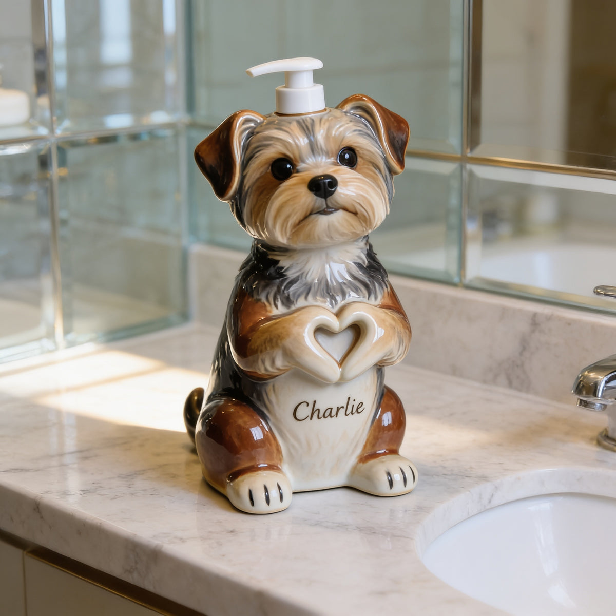 Personalized Yorkshire Terrier Soap Dispenser Dog Lover Home Decor Gift