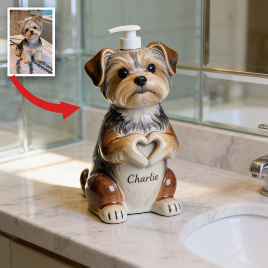 Personalized Yorkshire Terrier Soap Dispenser Dog Lover Home Decor Gift