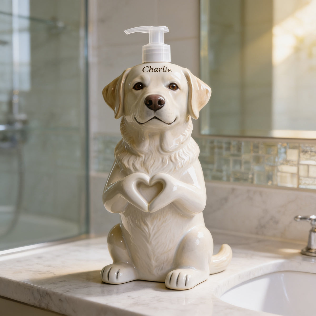 Personalized Yellow Labrador Retriever Soap Dispenser Bathroom Home Decor