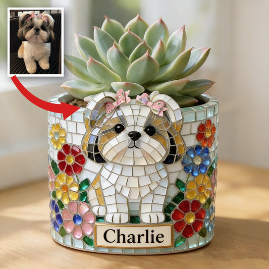 Personalized Fluffy Shih Tzu Ceramic Plant Pot Succulent Planter Home Decor