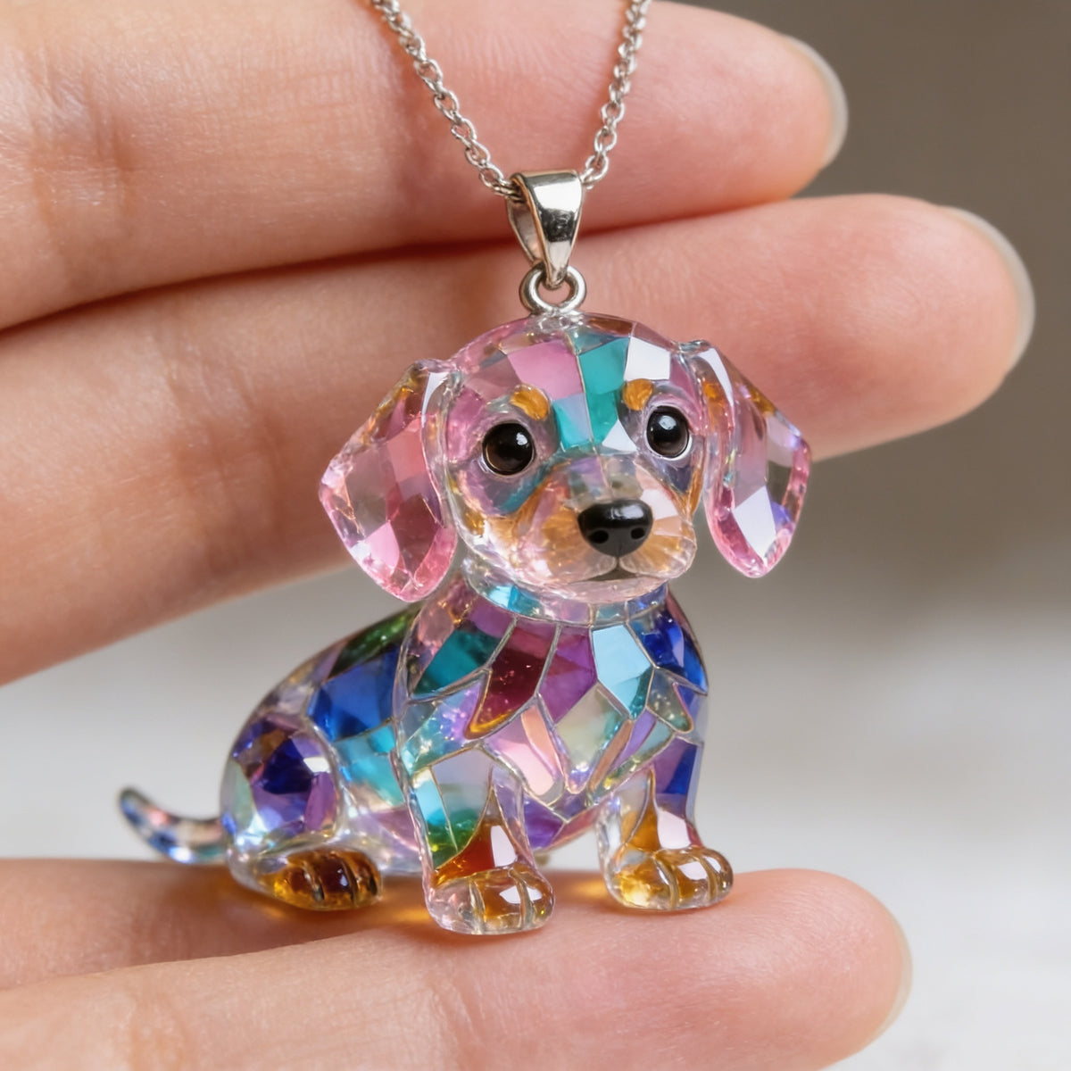 Custom Photo Dachshund Puppy Acrylic Pendant Necklace Dog Lover Gift