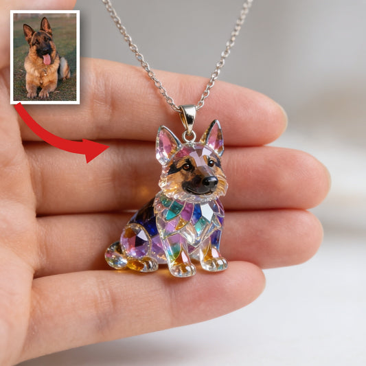 Custom Photo Black and Tan Adult German Shepherd Acrylic Pendant Necklace Dog Lover Gift