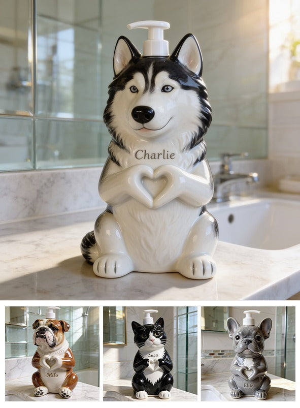 Personalized Siberian Husky Soap Dispenser Pet Lover Bathroom Gift