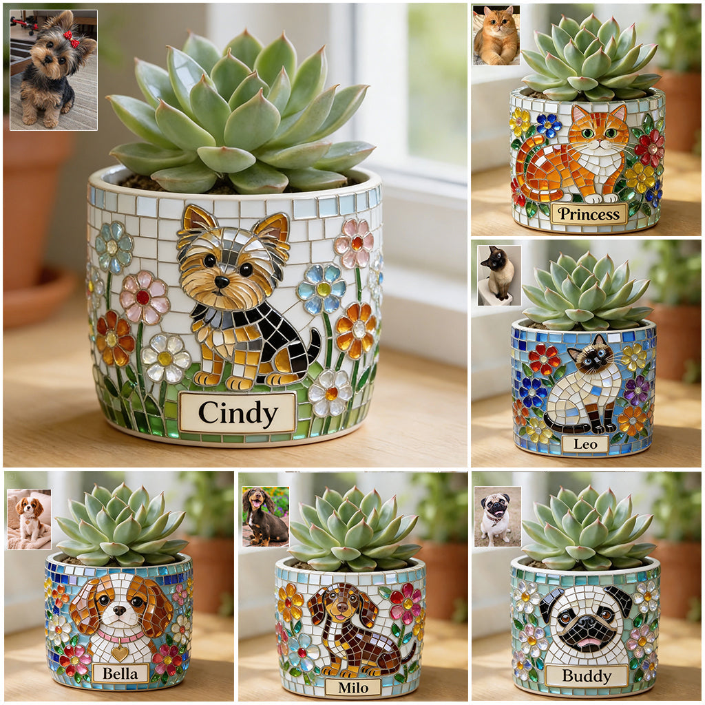 Personalized Fluffy Shih Tzu Ceramic Plant Pot Succulent Planter Home Decor