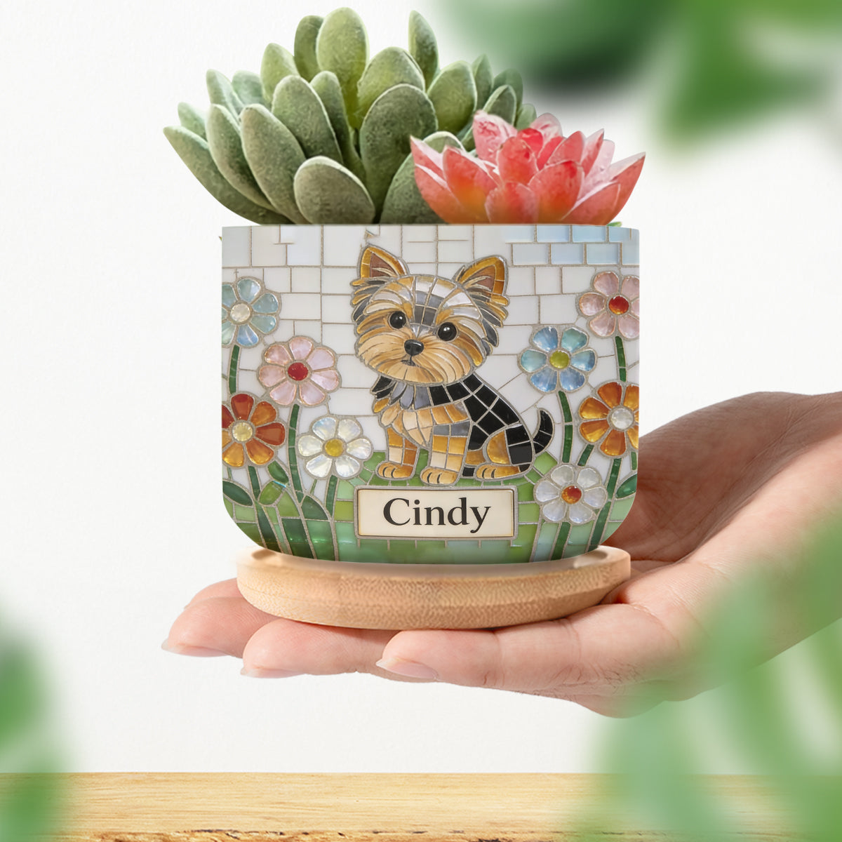 Personalized Fluffy Golden Tan Pomeranian Ceramic Plant Pot Succulent Planter