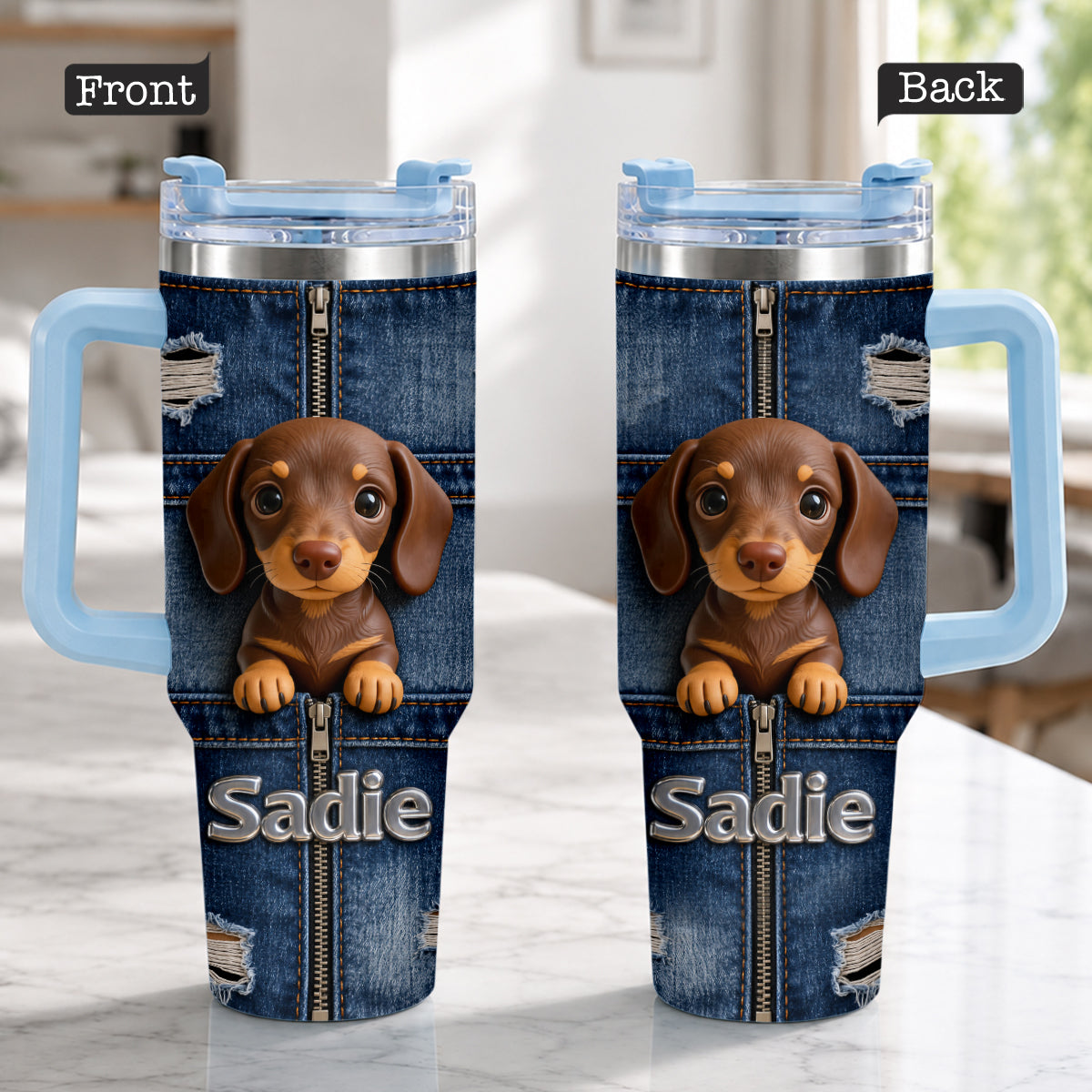 Personalized Siberian Husky Tumbler with Plush Charm Dog Lover Gift