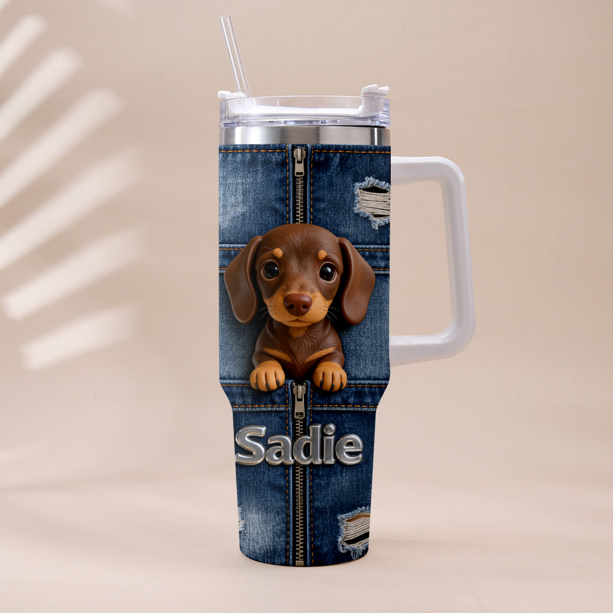 Personalized Siberian Husky Tumbler with Plush Charm Dog Lover Gift