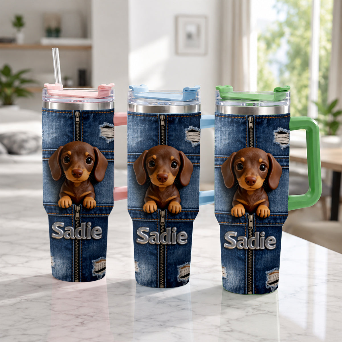Personalized Fluffy Golden Tan Pomeranian Tumbler With Plush Charm Pet Lover Gift