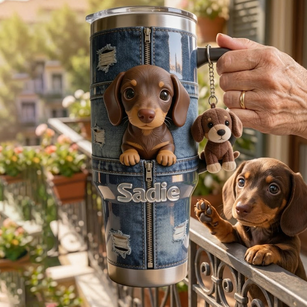 Personalized Siberian Husky Tumbler with Plush Charm Dog Lover Gift