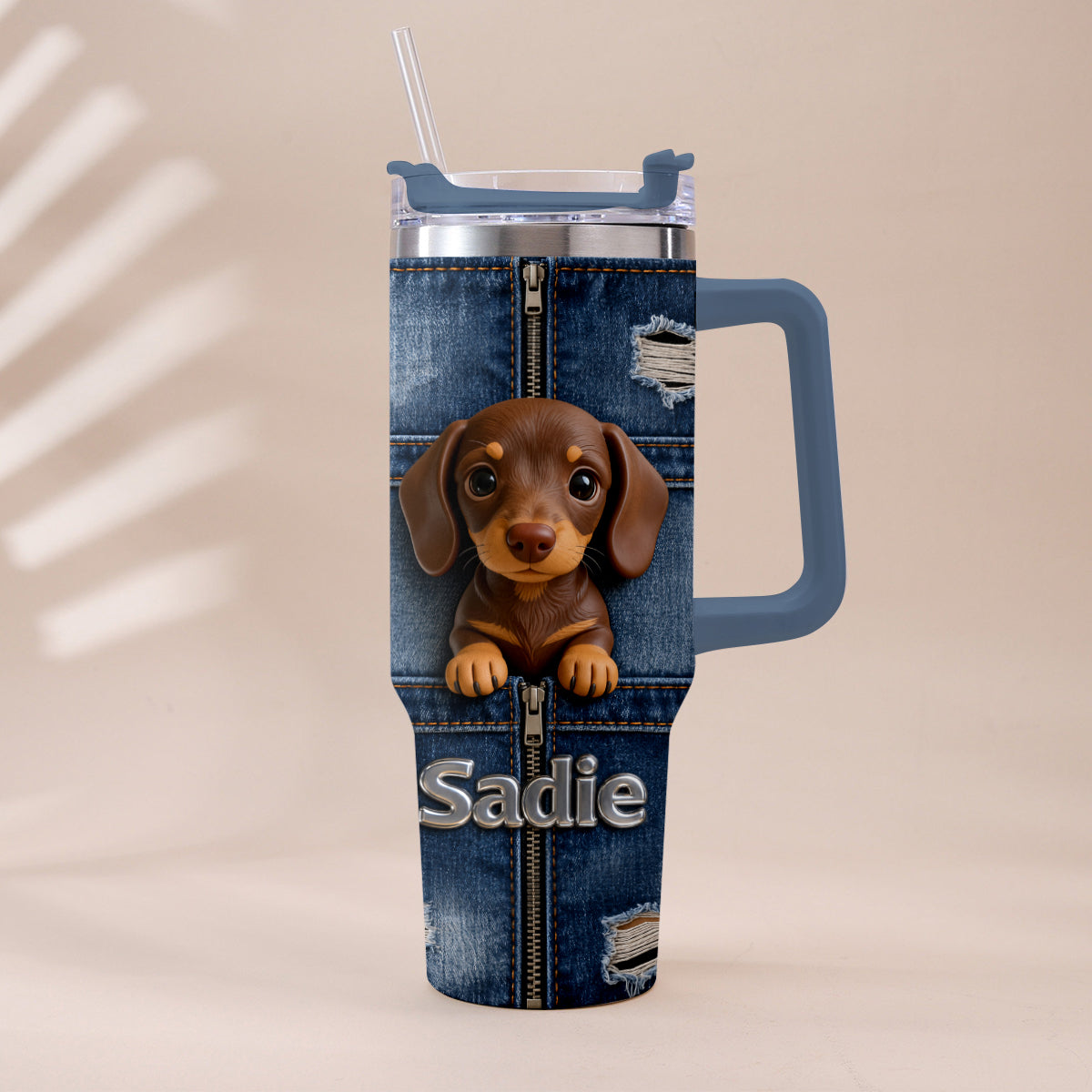 Personalized Adult Golden Retriever Tumbler With Plush Charm Pet Owner Gift
