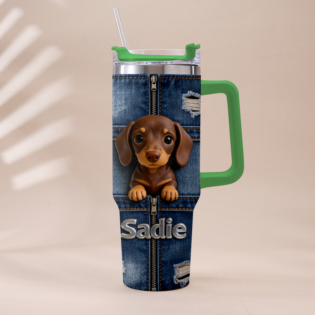 Personalized Siberian Husky Tumbler with Plush Charm Dog Lover Gift
