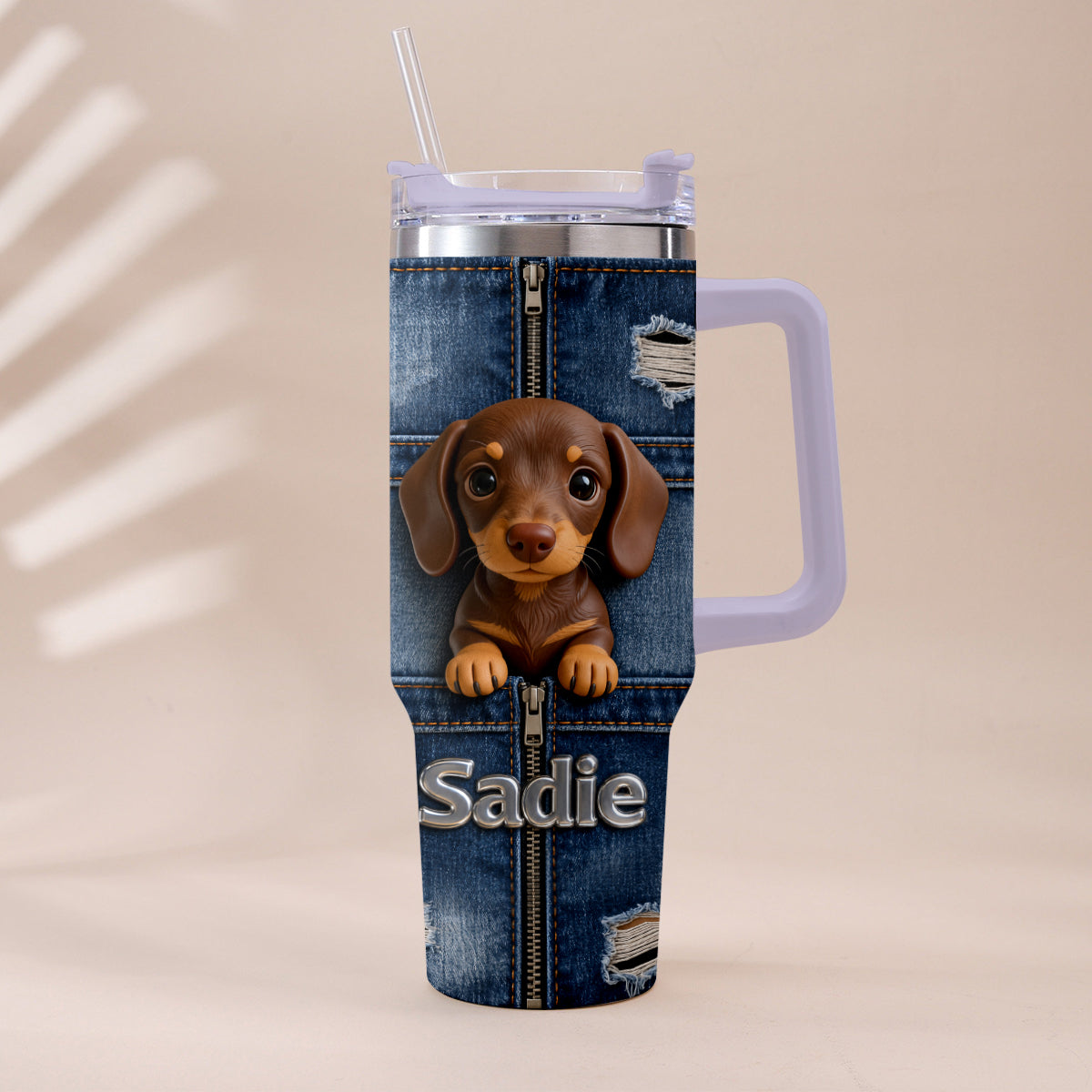 Personalized Dalmatian Tumbler with Plush Charm, Pet Owner Gift