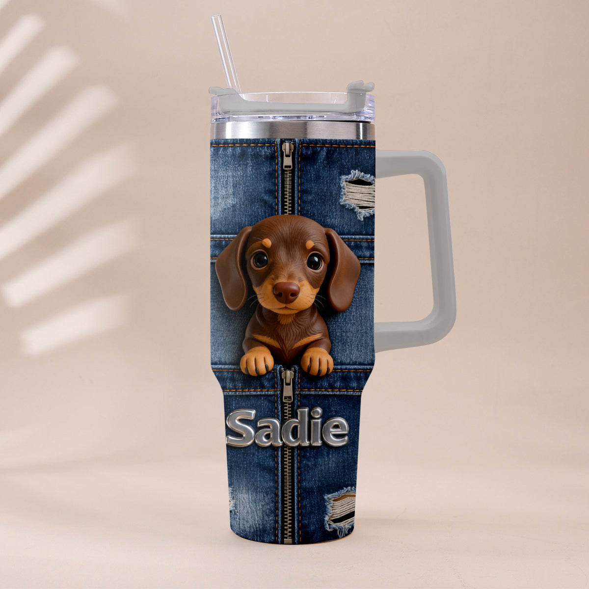 Personalized Adult Golden Retriever Tumbler With Plush Charm Pet Owner Gift