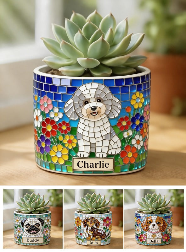 Personalized Curly Fur Poodle Ceramic Plant Pot Home Decor Gift