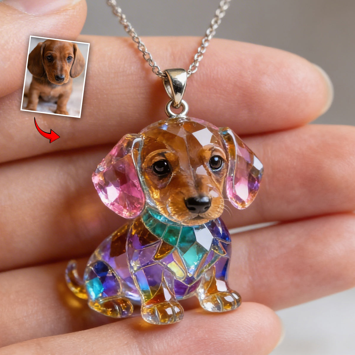 Custom Photo Fawn & White Adult Bulldog Acrylic Pendant Necklace Dog Lover Gift
