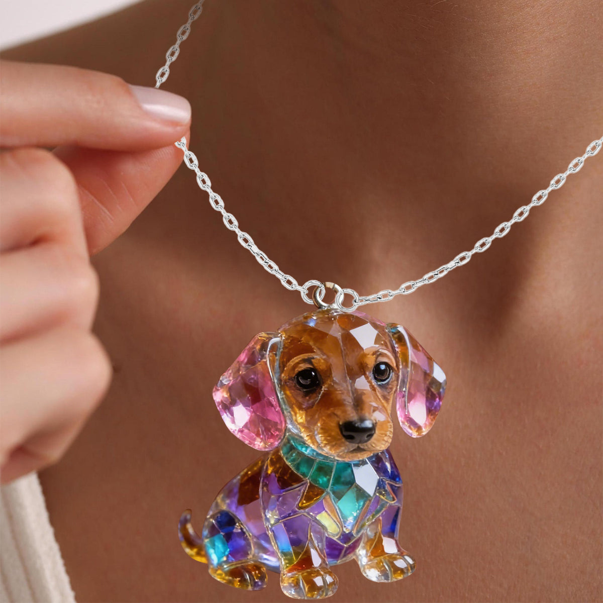 Custom Photo Tan and White Adult Shiba Inu Acrylic Pendant Necklace Dog Lover Gift