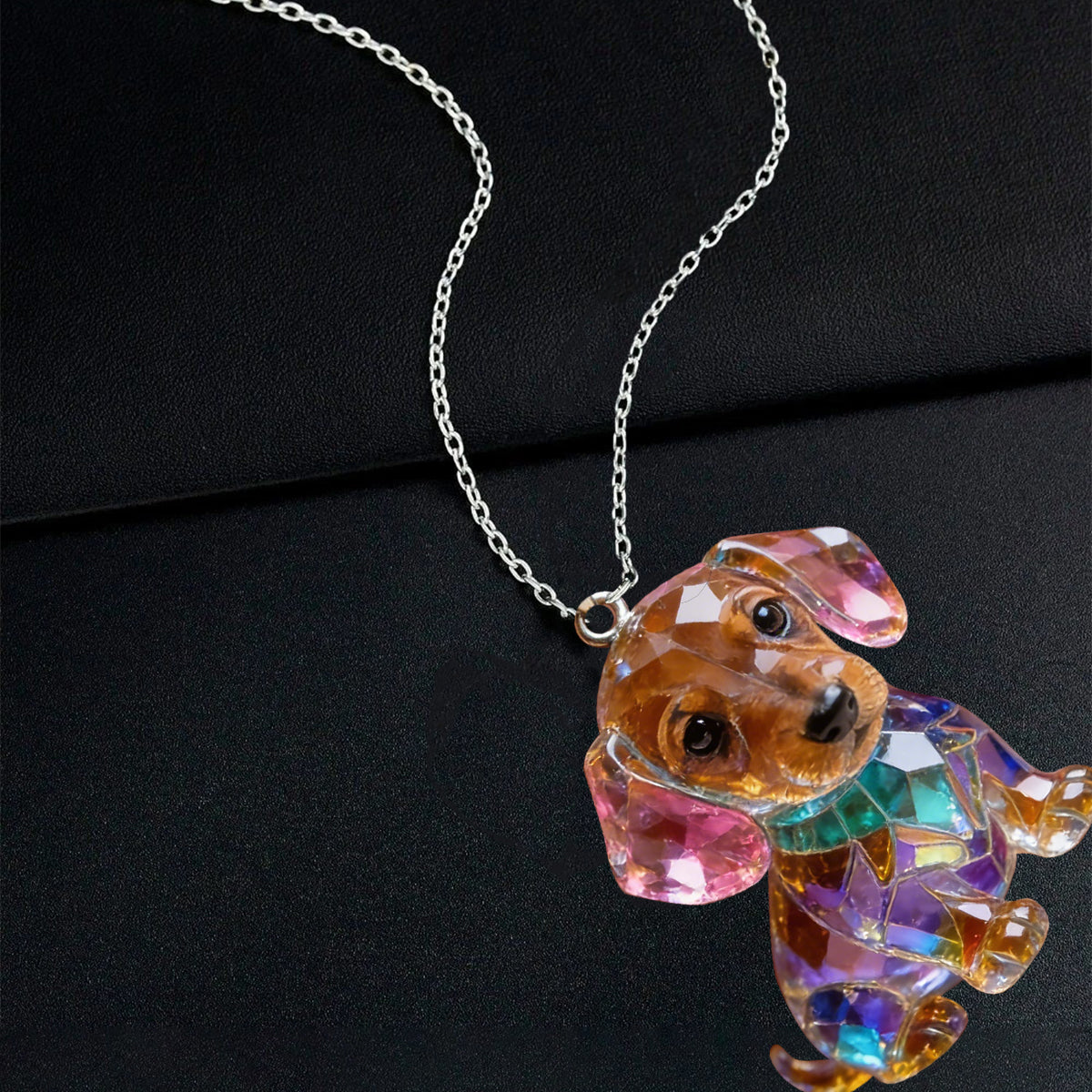 Custom Photo Black and White Border Collie Acrylic Pendant Necklace Dog Lover Gift