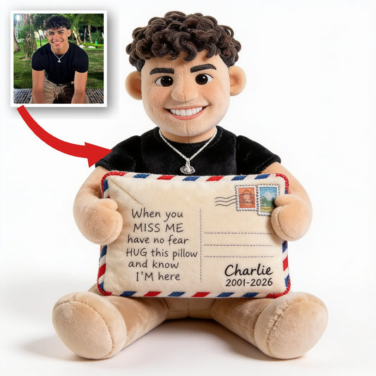 Personalized Memorial Latino Man Faux Fur Shaped Pillow 2001-2026 Keepsake