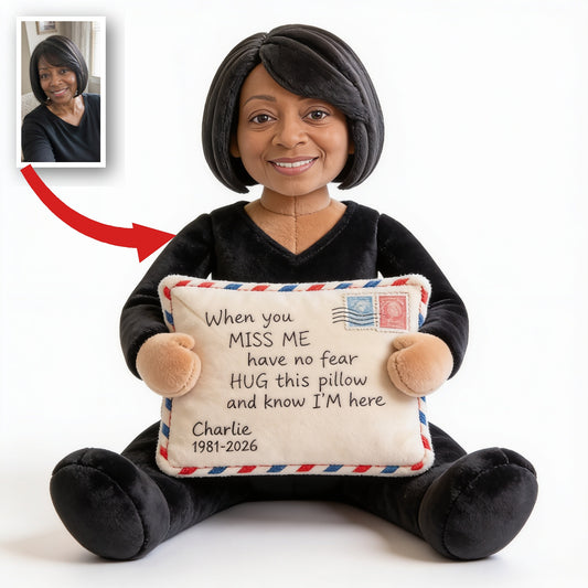 Personalized Middle-Aged Black Woman Memorial Faux Fur Shaped Pillow Keepsake Gift