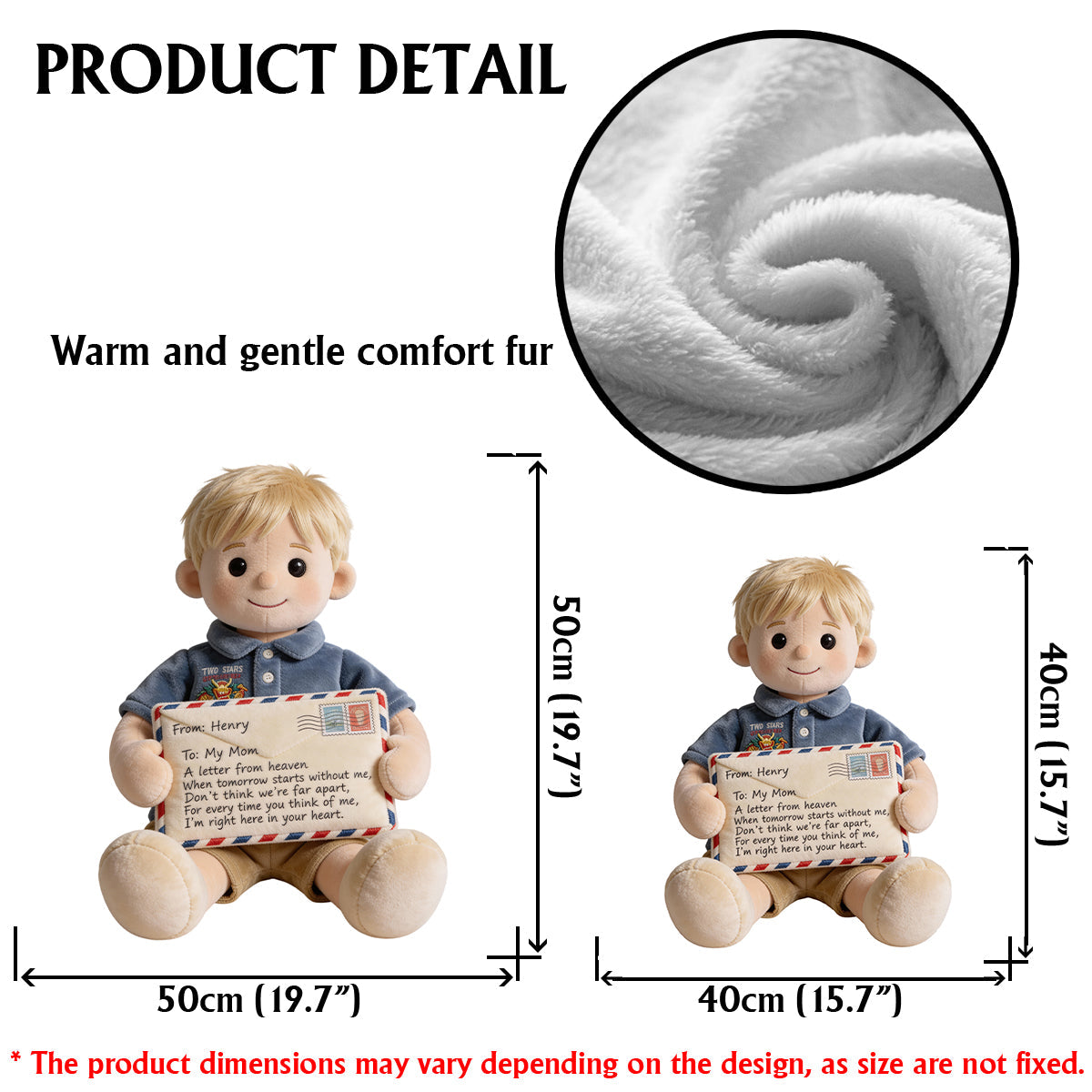 Personalized Little Boy 2018-2026 Memorial Faux Fur Shaped Pillow Keepsake