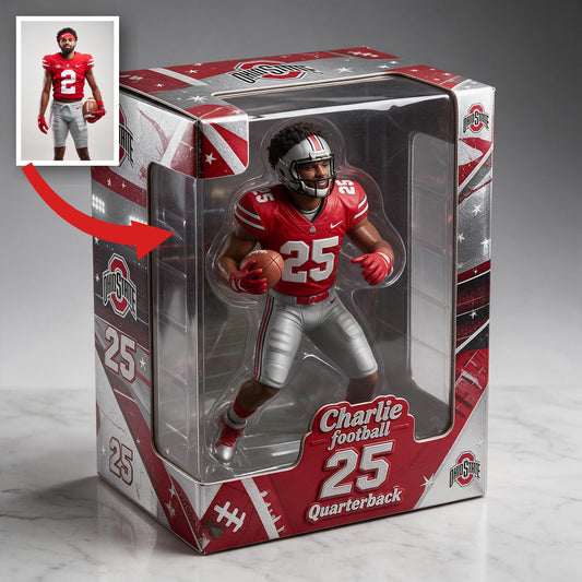 Personalized American Football Black Player 3D Acrylic Display Case Sports Fan Gift