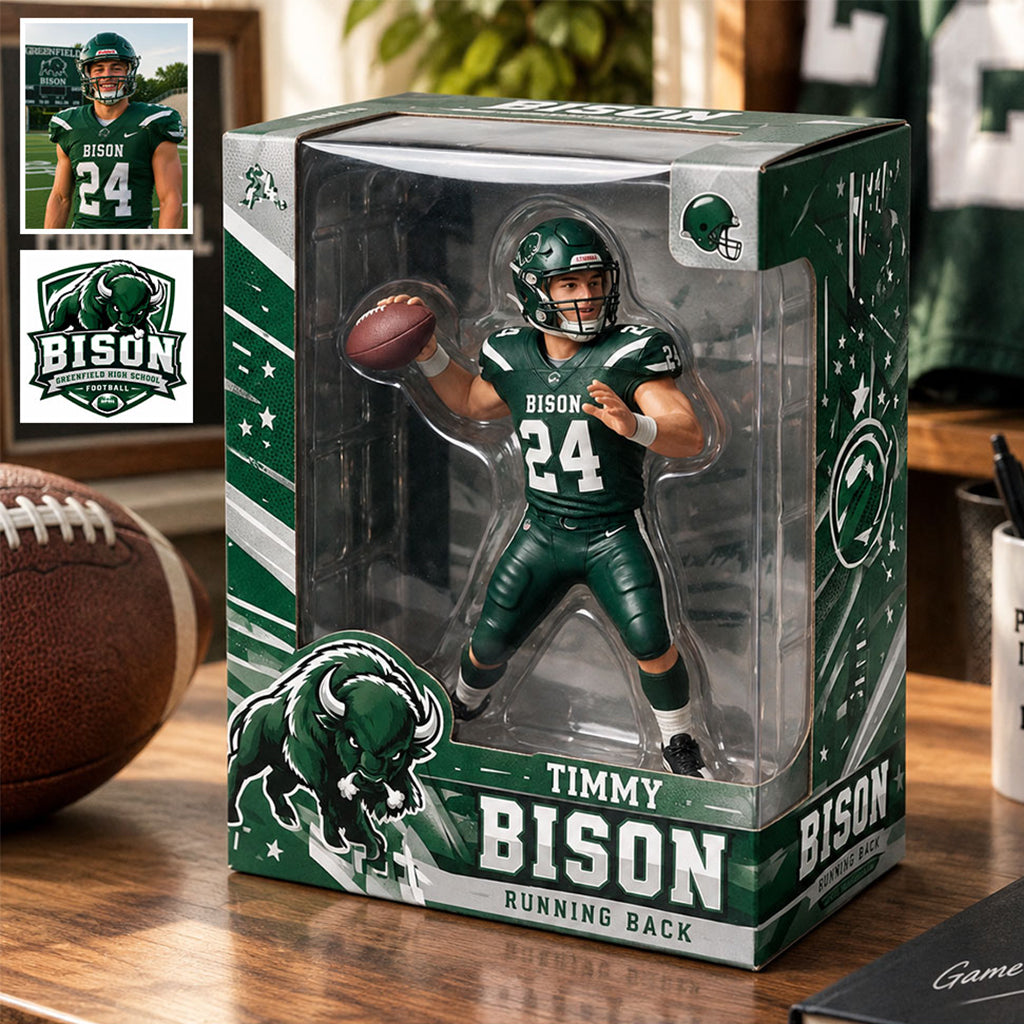 Personalized American Football Player 3D Acrylic Display Box Sports Keepsake