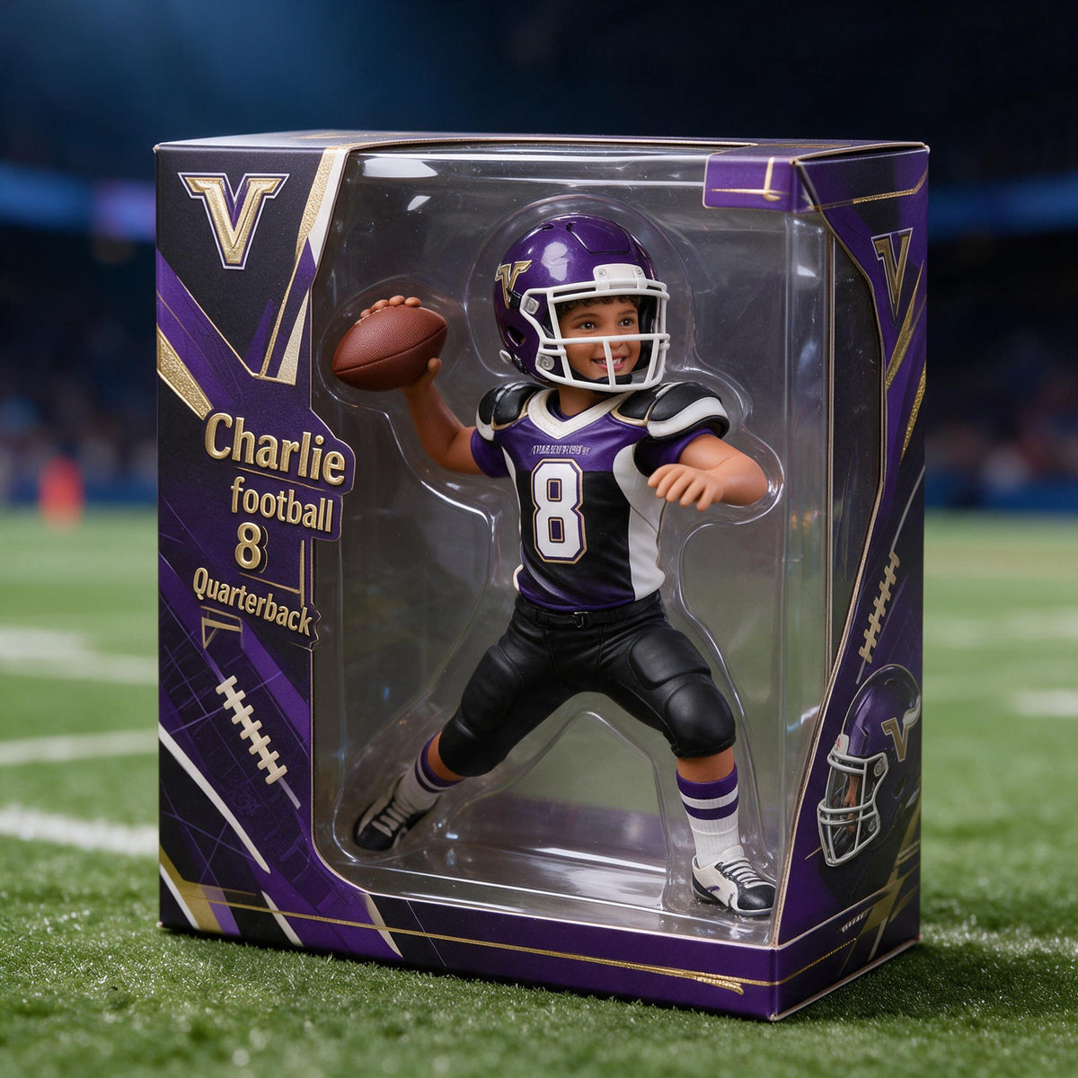 Personalized Latina Youth American Football Player Acrylic Display Box Sports Keepsake