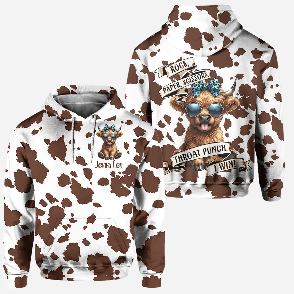 Schere, Stein, Papier – Personalisierter Hoodie und Leggings mit Hochlandrind-Motiv