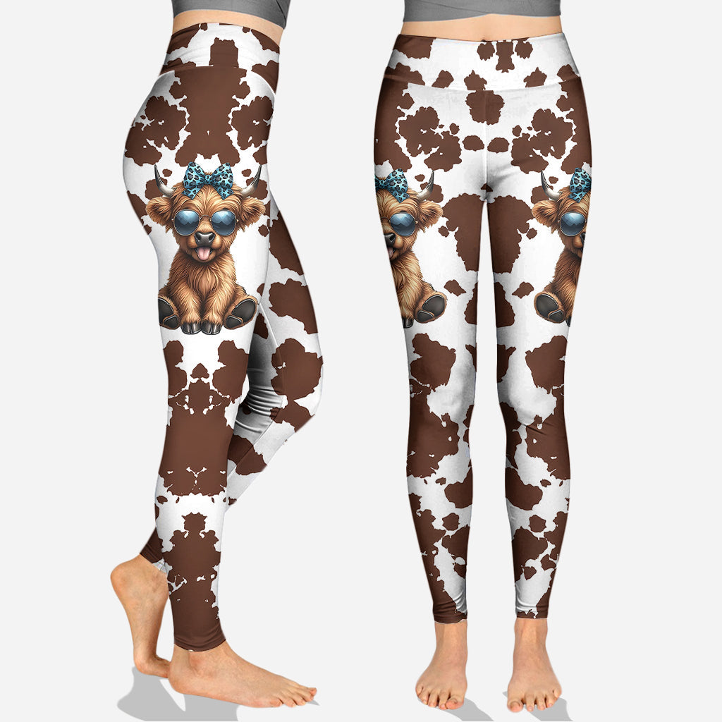Schere, Stein, Papier – Personalisierter Hoodie und Leggings mit Hochlandrind-Motiv
