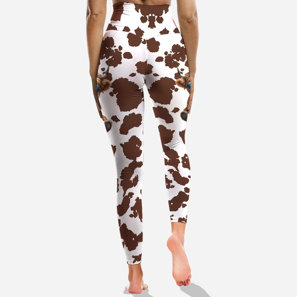 Schere, Stein, Papier – Personalisierter Hoodie und Leggings mit Hochlandrind-Motiv