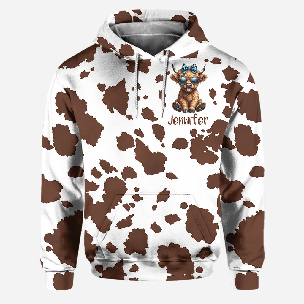 Schere, Stein, Papier – Personalisierter Hoodie und Leggings mit Hochlandrind-Motiv