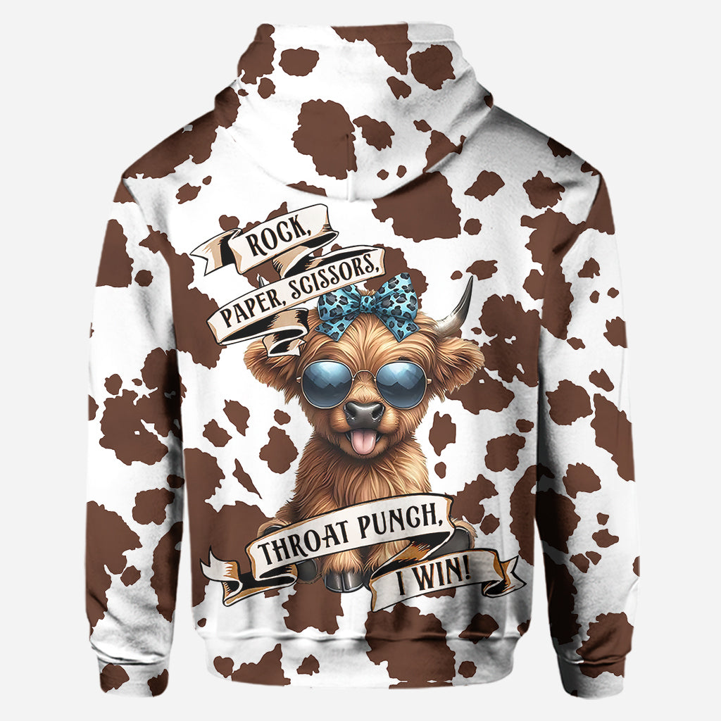 Schere, Stein, Papier – Personalisierter Hoodie und Leggings mit Hochlandrind-Motiv