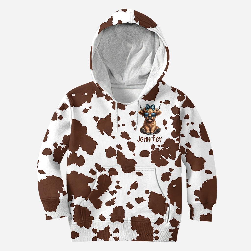Schere, Stein, Papier – Personalisierter Hoodie und Leggings mit Hochlandrind-Motiv