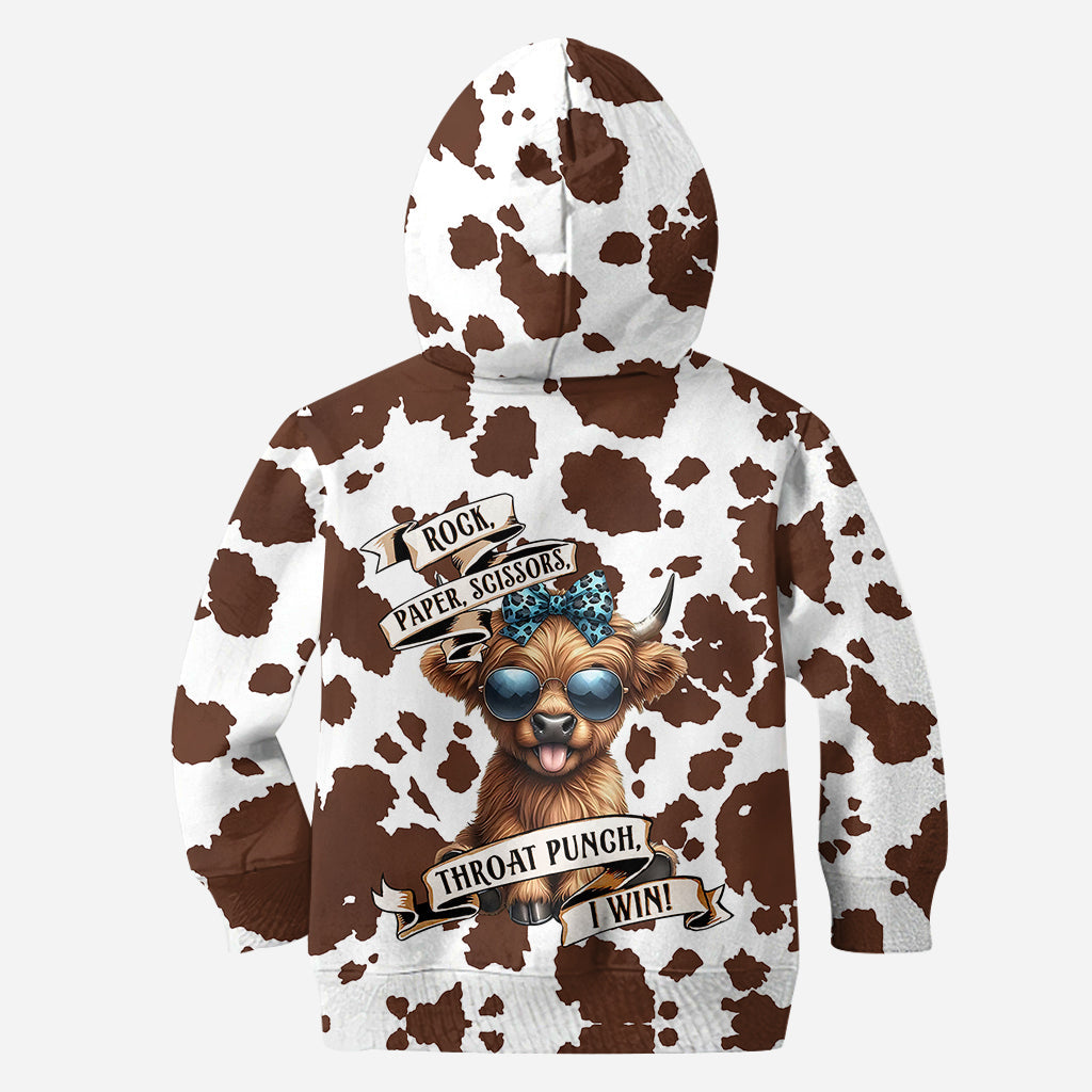 Schere, Stein, Papier – Personalisierter Hoodie und Leggings mit Hochlandrind-Motiv