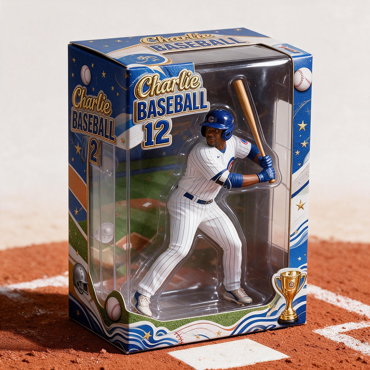 Personalized Black Baseball Player 3D Acrylic Display Box Sports Keepsake