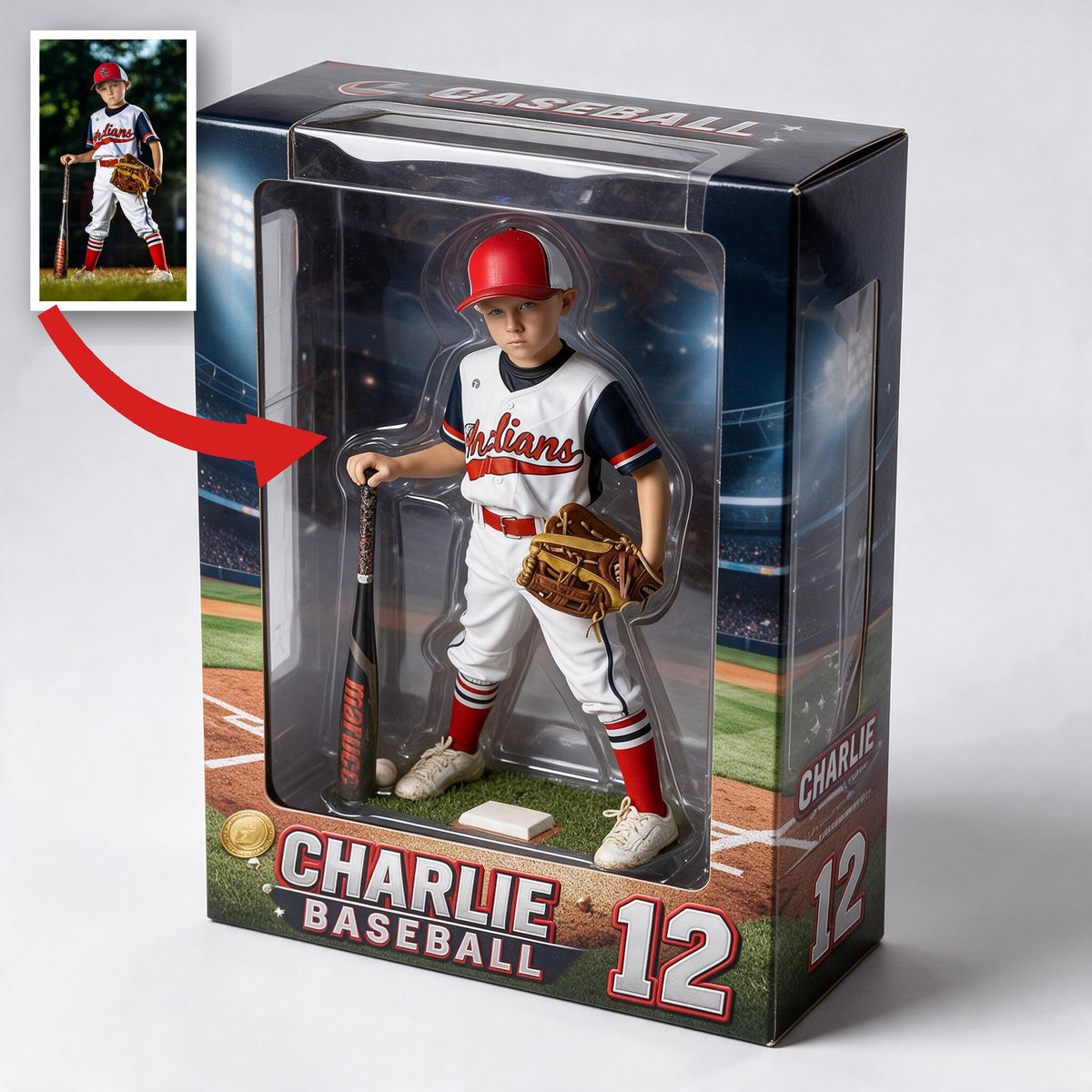 Personalized Youth Baseball Player 3D Acrylic Display Case Sports Keepsake Gift