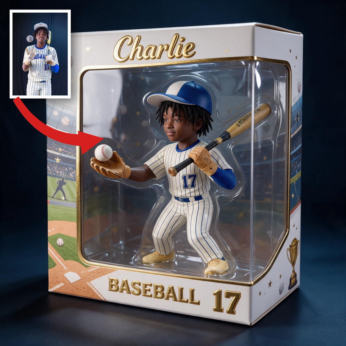 Personalized Black Youth Baseball Player Acrylic Display Case Sports Keepsake