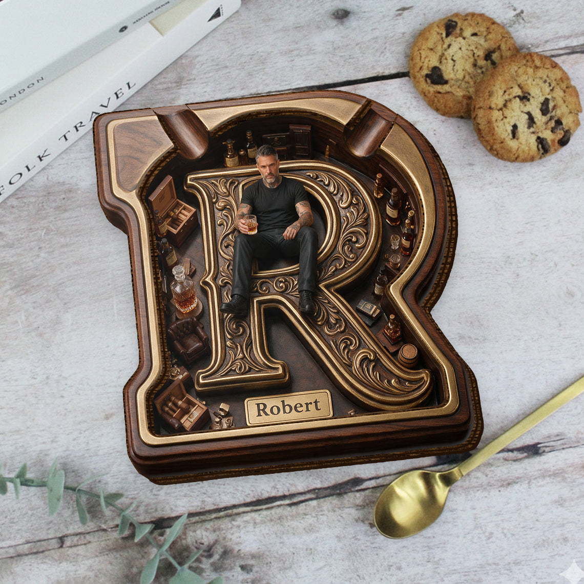 Custom Photo Man Wooden Catch-All Tray Gift for Him Husband Boyfriend Son