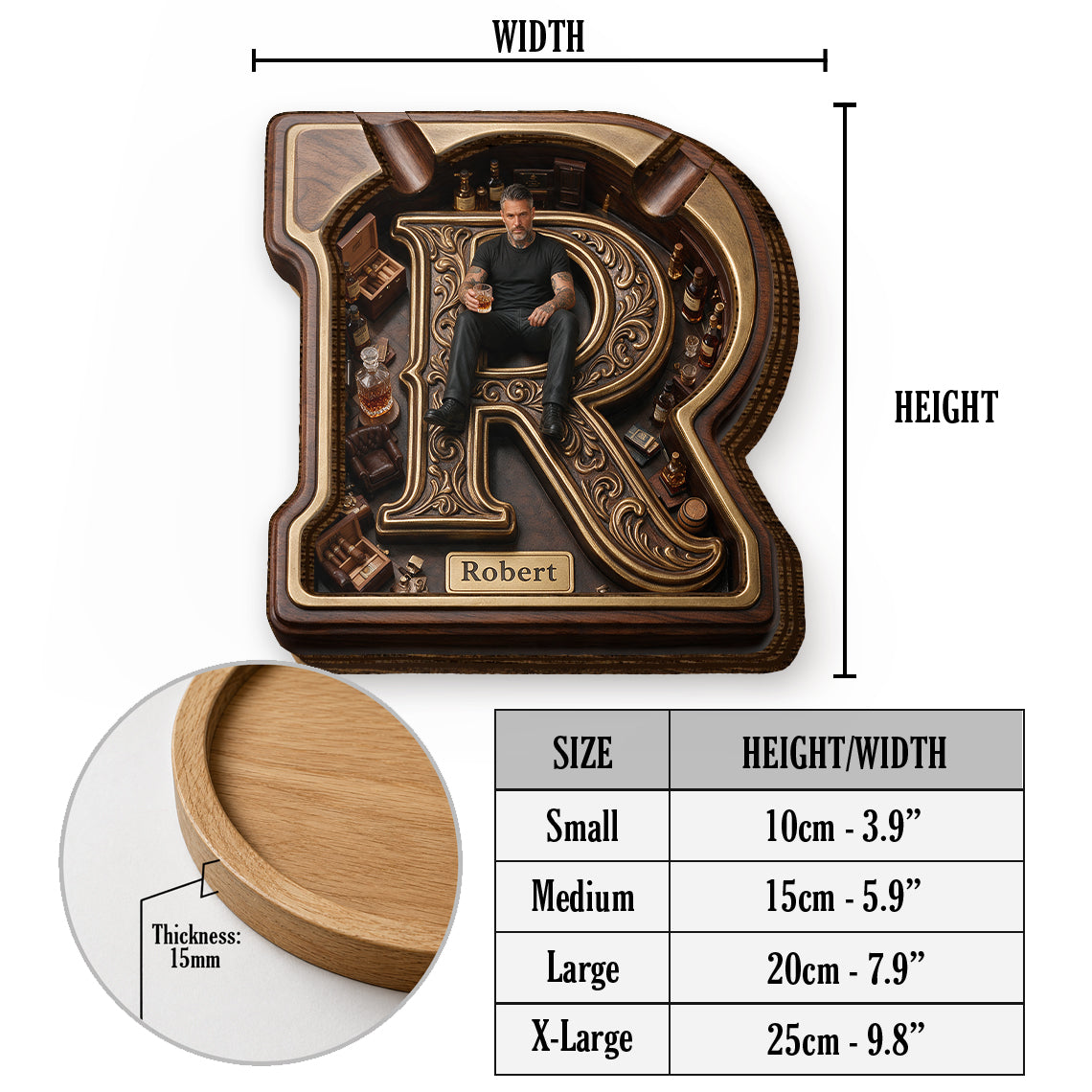 Custom Photo Black Man Wooden Catch All Tray, Gift for Husband Boyfriend Son