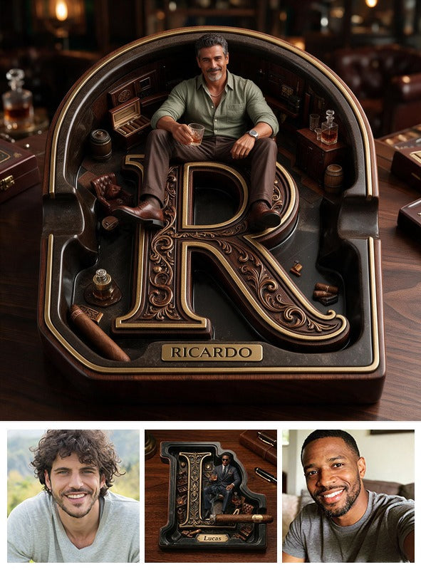 Custom Photo Middle-Aged Latino Man Wooden Catch-All Tray, Gift for Dad Husband Grandpa