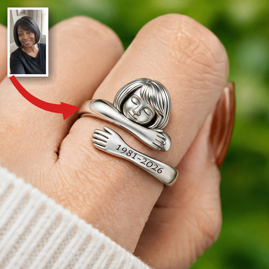 Personalized Middle-Aged Black Woman Adjustable Memorial Ring Mom Wife Gift