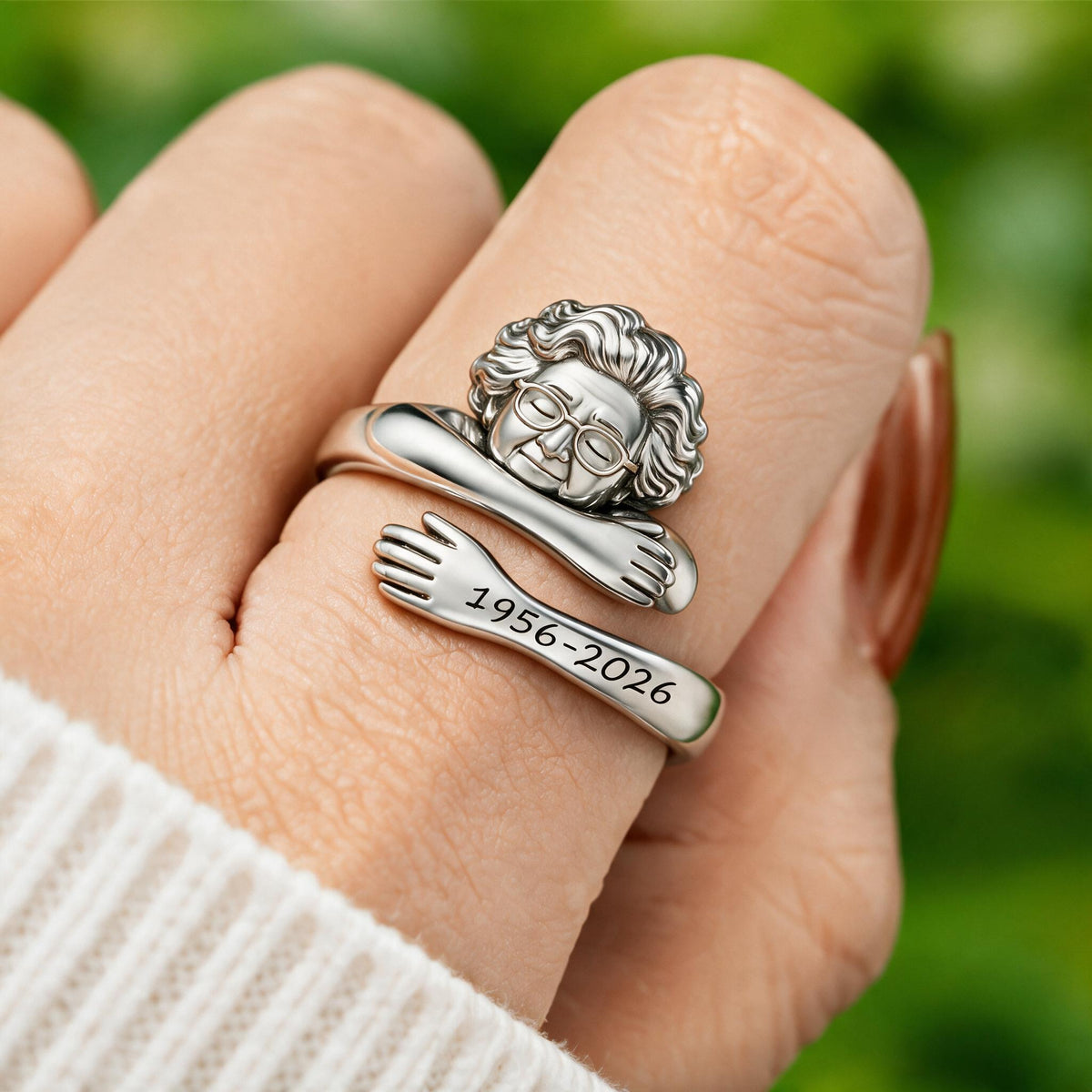 Personalized Older Latina Woman Grandma Memorial Adjustable Hug Ring