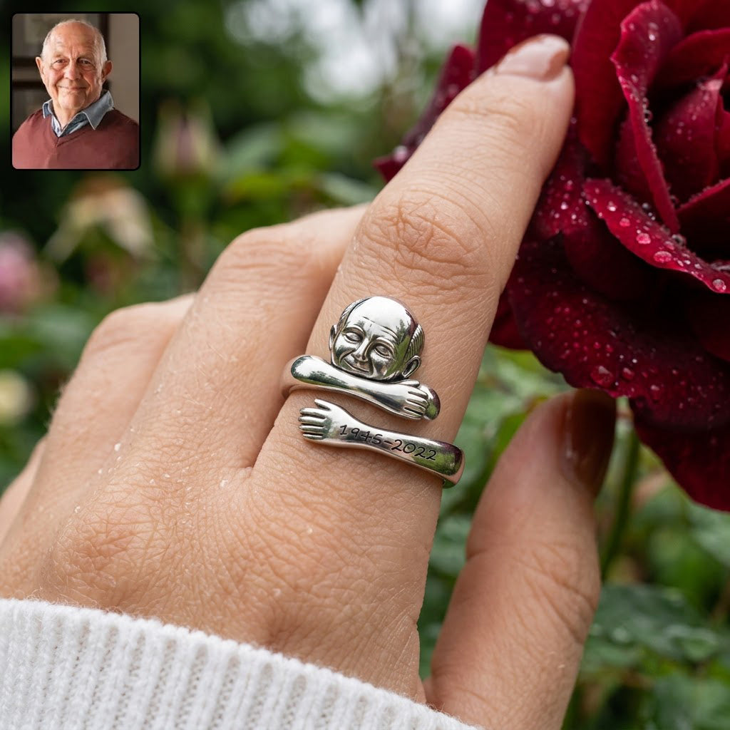 Personalized Woman Hug Memorial Adjustable Ring