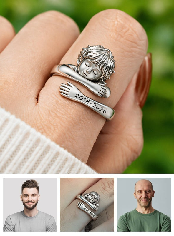 Personalized Little Boy Memorial Adjustable Hug Ring